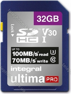 Integral ultima PRO R100/W70 SDHC 32GB, UHS-I U3, Class 10