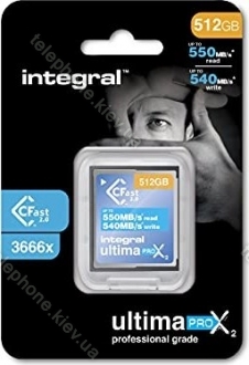 Integral ultima PRO X2 R550/W540 CFast 2.0 CompactFlash Card 512GB