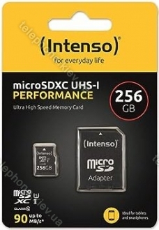 Intenso Performance R90 microSDXC 256GB Kit, UHS-I U1, Class 10