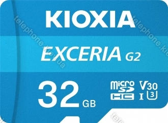 KIOXIA EXCERIA G2 R100/W50 microSDHC 32GB Kit, UHS-I U3, A1, Class 10