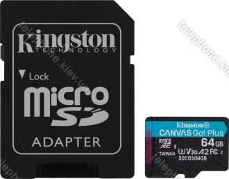 Kingston Canvas Go! Plus R170/W70 microSDXC 64GB Kit, UHS-I U3, A2, Class 10