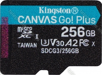 Kingston Canvas Go! Plus R170/W90 microSDXC 256GB, UHS-I U3, A2, Class 10