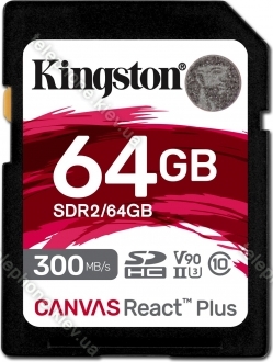Kingston Canvas React Plus R300/W260 SDXC 64GB, UHS-II U3, Class 10