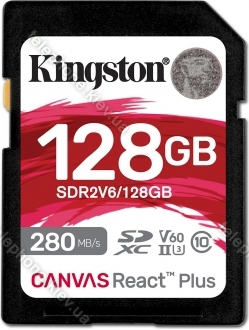 Kingston Canvas React Plus V60 R280/W100 SDXC 128GB, UHS-II U3, Class 10