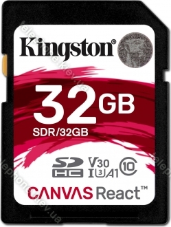 Kingston Canvas React R100/W70 SDHC 32GB, UHS-I U3, Class 10