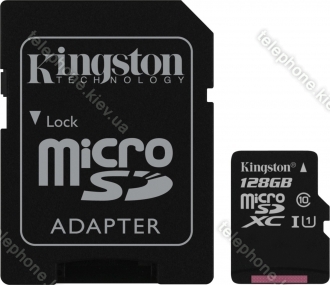 Kingston Canvas Select R80 microSDXC 128GB Kit, UHS-I U1, Class 10