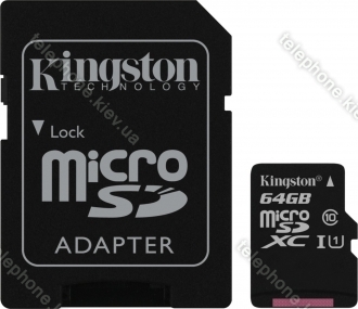 Kingston Canvas Select R80 microSDXC 64GB Kit, UHS-I U1, Class 10