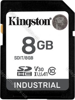 Kingston INDUSTRIAL R100/W80 SDHC 8GB, UHS-I U3, A1, Class 10