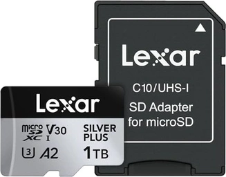 Lexar Professional SILVER PLUS R205/W150 microSDXC 1TB Kit, UHS-I U3, A2, Class 10