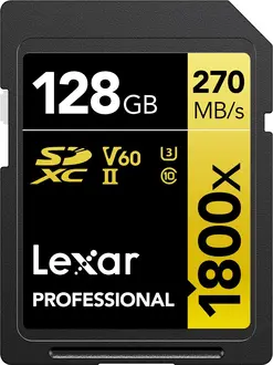 Lexar Professional 1800x Gold Series R280/W210 SDXC 128GB, UHS-II U3, Class 10