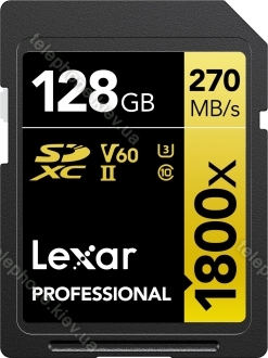 Lexar Professional 1800x Gold Series R270/W180 SDXC 128GB, UHS-II U3, Class 10