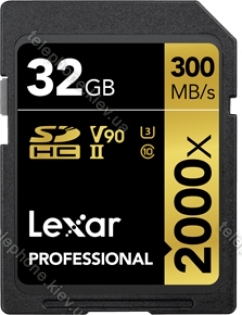 Lexar Professional 2000x Gold Series R300/W260 SDHC 32GB, UHS-II U3, Class 10