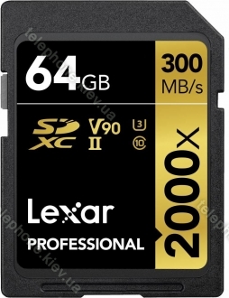 Lexar Professional 2000x R300/W260 SDXC 64GB Kit, UHS-II U3, Class 10