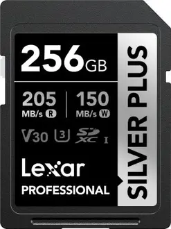 Lexar Professional SILVER PLUS R205/W150 SDXC 256GB, UHS-I U3, Class 10