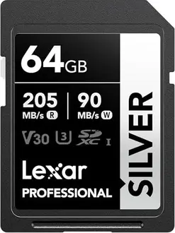 Lexar Professional SILVER R205/W90 SDXC 64GB, UHS-I U3, Class 10