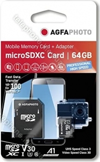Lupus Imaging AgfaPhoto Prof. High Speed R100/W95 microSDXC 64GB Kit, UHS-I U3, A1, Class 10