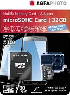 Lupus Imaging AgfaPhoto Prof. High Speed R100/W70 microSDHC 32GB Kit, UHS-I U3, A1, Class 10