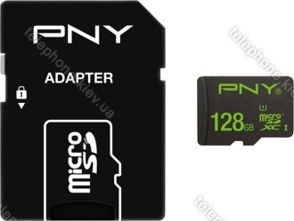 PNY High Performance R100/W20 microSDXC 128GB Kit, UHS-I U1, Class 10