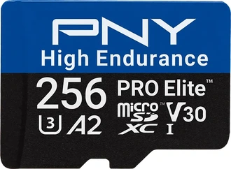 PNY Pro Elite High Endurance R100/W90 microSDXC 256GB Kit, UHS-I U3, A2, Class 10