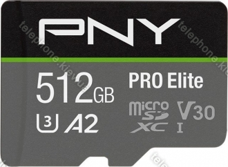 PNY Pro Elite R100/W90 microSDXC 512GB Kit, UHS-I U3, A2, Class 10