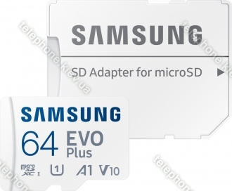 Samsung EVO Plus 2021 R130 microSDXC 64GB Kit, UHS-I U1, A1, Class 10