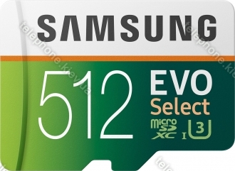 Samsung EVO Select R100/W90 microSDXC 512GB Kit, UHS-I U3, Class 10
