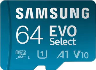 Samsung EVO Select R160 microSDXC 64GB Kit, UHS-I U3, A2, Class 10