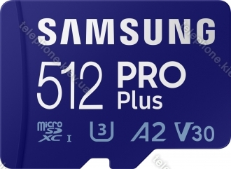 Samsung PRO Plus R160/W120 microSDXC 512GB Kit, UHS-I U3, A2, Class 10
