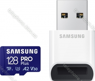 Samsung PRO Plus R180/W130 microSDXC 128GB USB-Kit, UHS-I U3, A2, Class 10