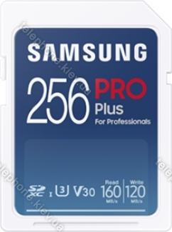 Samsung PRO Plus for Professionals R160/W120 SDXC 256GB, UHS-I U3, Class 10