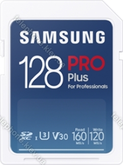 Samsung PRO Plus for Professionals R160/W120 SDXC 128GB, UHS-I U3, Class 10