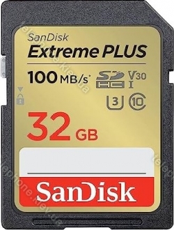 SanDisk Extreme PLUS R100/W60 SDHC 32GB, UHS-I U3, Class 10