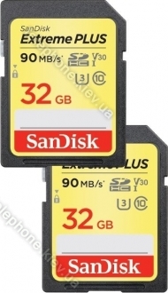 SanDisk Extreme PLUS R90/W60 SDHC 32GB, UHS-I U3, Class 10, 2er-Pack