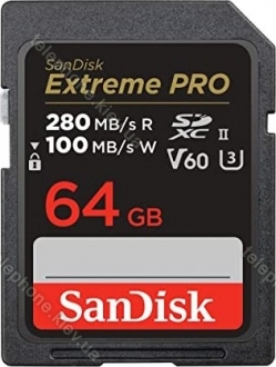 SanDisk Extreme PRO R280/W100 SDXC 64GB, UHS-II U3, Class 10