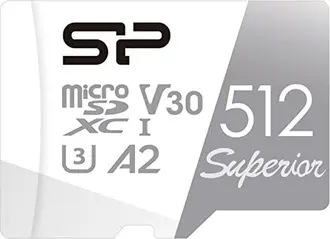 Silicon Power Superior R100/W80 microSDXC 512GB Kit, UHS-I U3, A2, Class 10