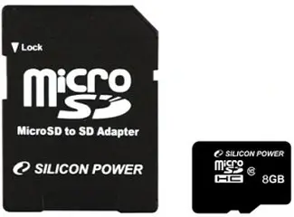 Silicon Power microSDHC 8GB Kit, Class 10