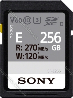 Sony SF-E Series R270/W120 SDXC 256GB, UHS-II U3, Class 10