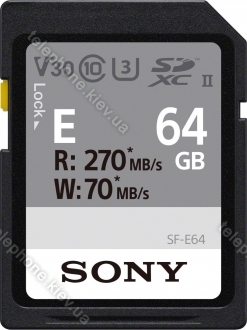Sony SF-E Series R270/W70 SDXC 64GB, UHS-II U3, Class 10