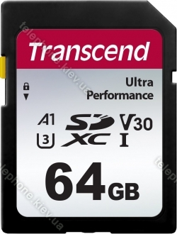 Transcend 340S R160/W50 SDXC 64GB, UHS-I U3, A1, Class 10