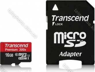 Transcend Premium R45 microSDHC 16GB Kit, UHS-I, Class 10
