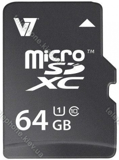 V7 R22/W15 microSDXC 64GB, UHS-I, Class 10