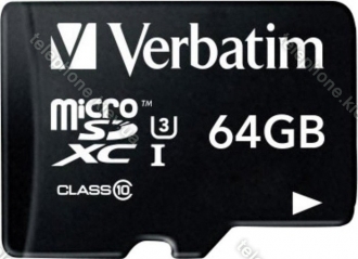 Verbatim Pro U3 R90/W45 microSDXC 64GB Kit, UHS-I U3, Class 10