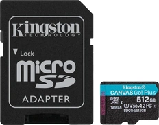 Kingston Canvas Go! Plus Gen4 R200/W160 microSDXC 512GB Kit, UHS-I U3, A2, Class 10