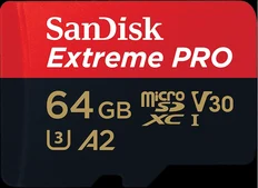 SanDisk Extreme PRO R200/W90 microSDXC 64GB Kit, UHS-I U3, A2, Class 10