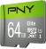 PNY Elite microSDXC 64GB, UHS-I U1, Class 10