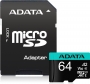 ADATA Premier Pro R100/W80 microSDXC 64GB Kit, UHS-I U3, A2, Class 10 (AUSDX64GUI3V30SA2-RA1)
