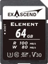 Exascend Element R100/W80 SDXC 64GB, UHS-I U3, Class 10