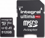 Integral Premium High Speed R100/W80 microSDXC 512GB Kit, UHS-I U3, A1, Class 10 (INMSDX512G-100/80V30)