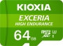 KIOXIA EXCERIA HIGH ENDURANCE R100/W65 microSDXC 64GB Kit, UHS-I U3, A1, Class 10 (LMHE1G064GG2)