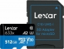 Lexar High-Performance 633x R100/W70 microSDXC 512GB Kit, UHS-I U3, A2, Class 10 (LSDMI512BBEU633A / LMS0633512G-BNAAA)